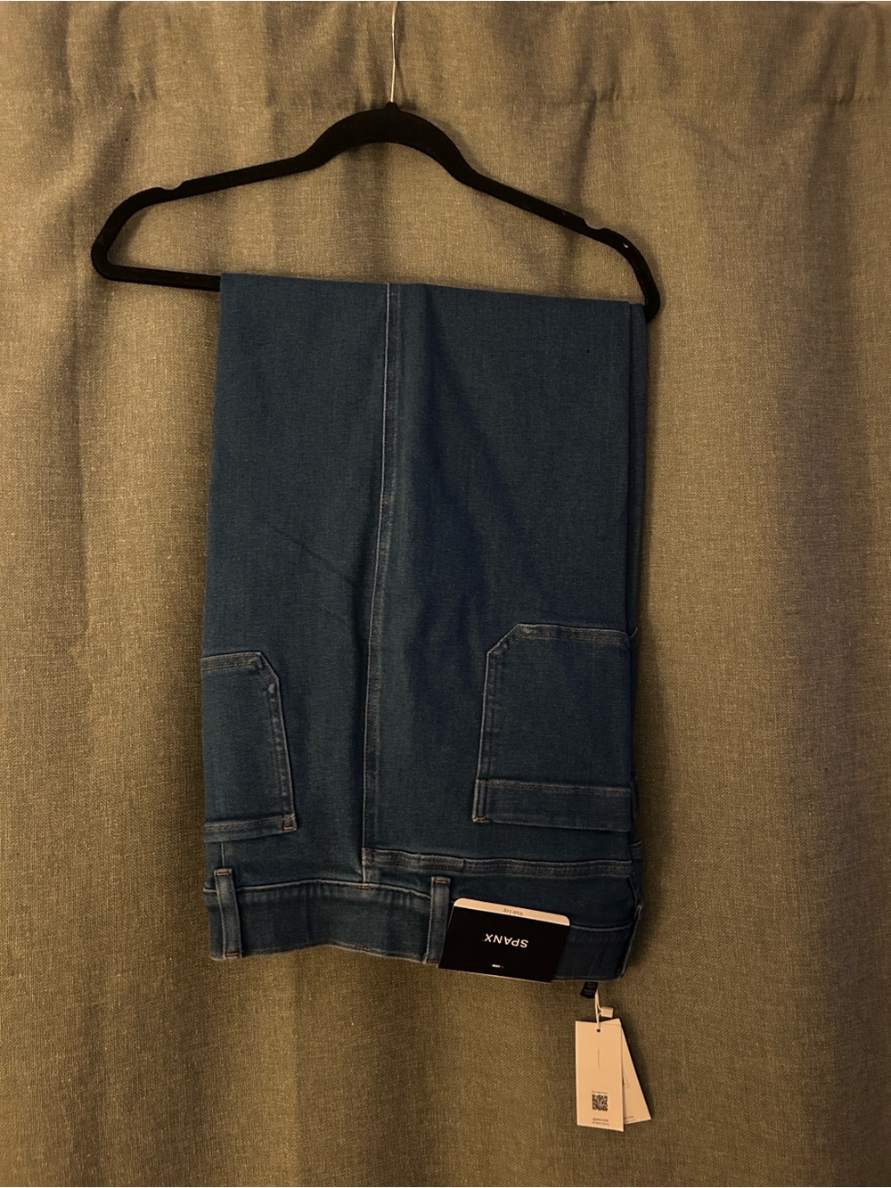 SPANX Washed Blue Cropped Wide-Leg Jeans